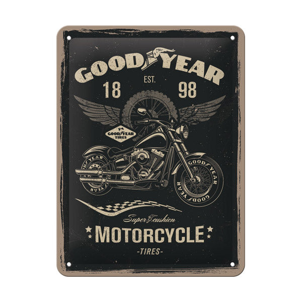 Panneau Goodyear en tôle (15 x 20 cm) « Moto »