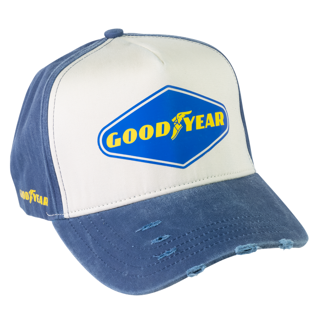USA製！90's VINTAGE GOODYEAR キャップ　Budweise グッドイヤー 帽子 キャップ ロゴ 刺繍 90s USA製 古着 紺 15428