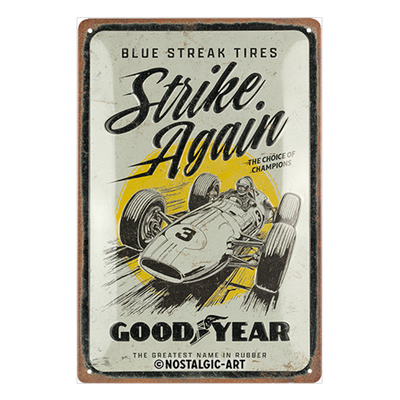 Goodyear Tin Sign "Blue Strikes again" image